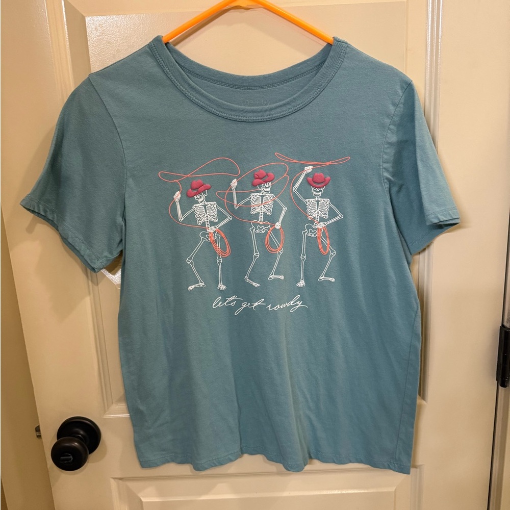 Zoe + Liv Teal Skeleton Graphic Tee